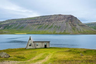 Built structure on land against sky