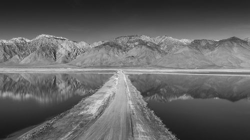 Panoramic view of snowcapped mountains against sky