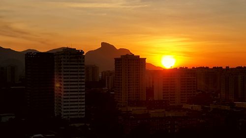 View of city at sunset