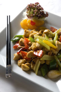 Close-up of vegetables in plate