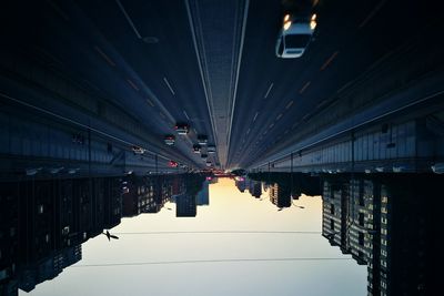 Reflection of bridge on mirror