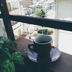 Coffee cup on table