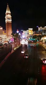 View of city street at night