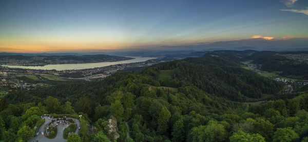 Scenic view of landscape against sky during sunset