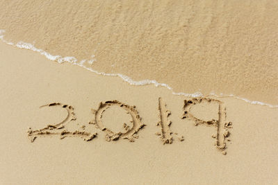 Text on sand at beach