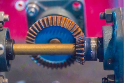 Close-up of machinery on table