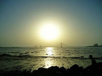 Scenic view of sea at sunset