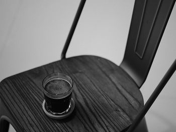 High angle view of drink on table