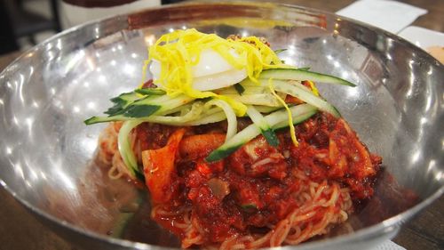 Close-up of meal served in plate