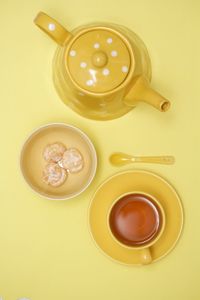 High angle view of tea on table