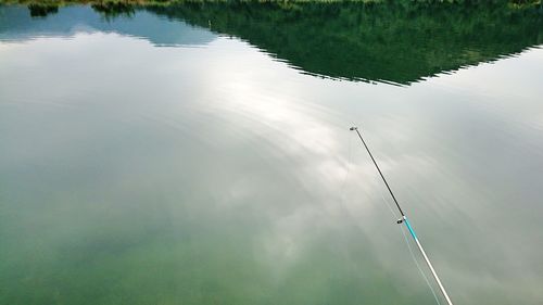 High angle view of reflection in lake