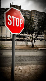 Sign board on road