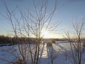 Scenic view of lake against clear sky