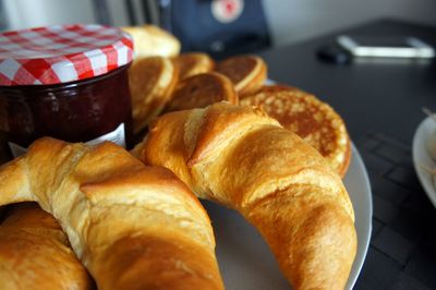 Close-up of breakfast on table