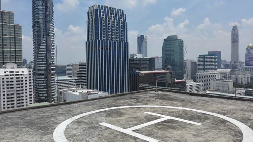 View of skyscrapers in city against sky