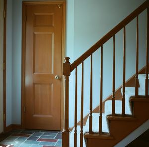 Closed door of building