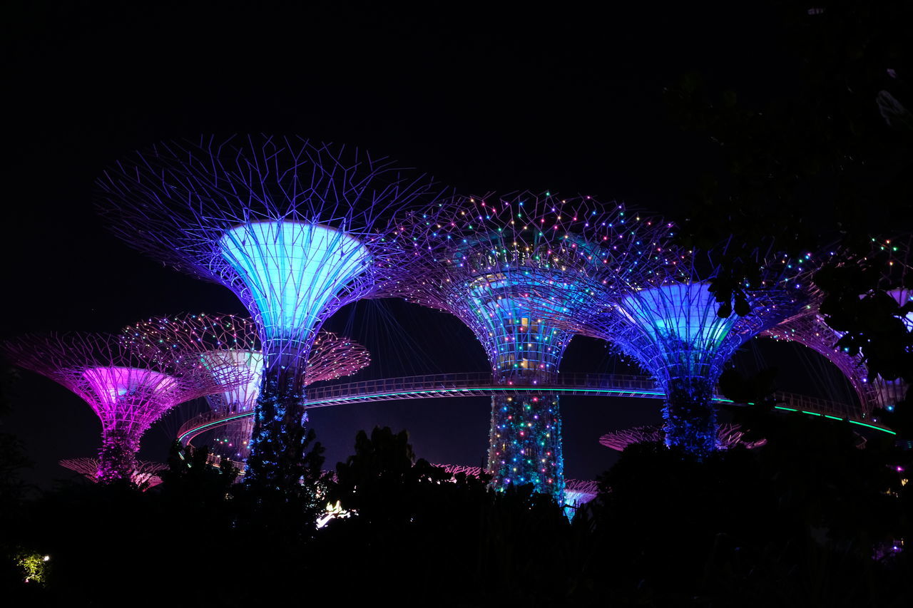 ILLUMINATED FIREWORK DISPLAY AT NIGHT