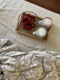 High angle view of breakfast on table