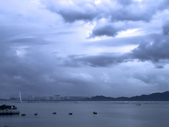 Scenic view of sea against cloudy sky