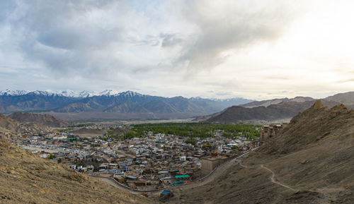 Panoramic view of landscape and mountains against sky