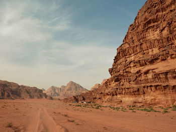 Rock formations in wadi rum desert in jordan