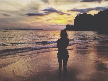 Scenic view of sea at sunset