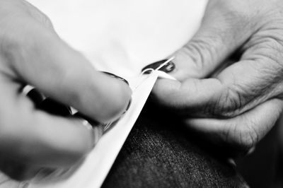 Close-up of woman holding hands