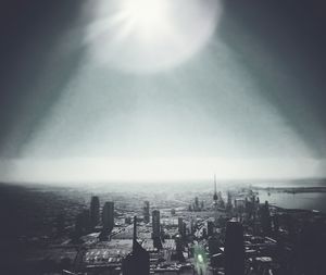 View of cityscape at sunset