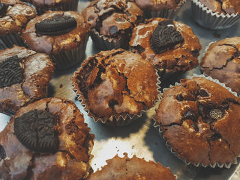 High angle view of cookies