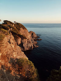 Scenic view of sea against clear sky