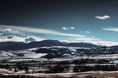 Clear winter sky mountain landscape panorama