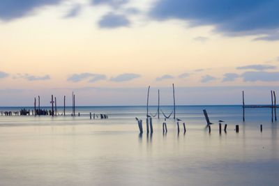 Scenic view of sea against sky during sunset