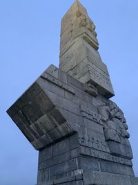 Low angle view of historical building against clear blue sky