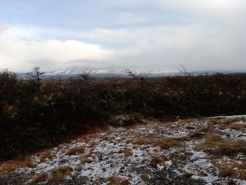 Scenic view of land against sky