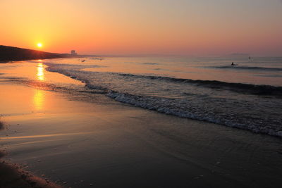 Scenic view of sea against sky during sunset