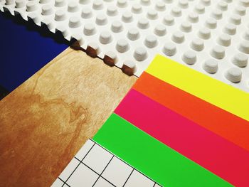 Low angle view of multi colored pencils