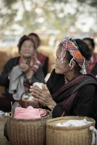 People sitting in temple