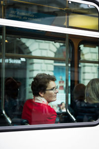 Portrait of people in train