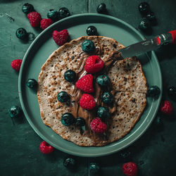 Directly above shot of breakfast served in bowl