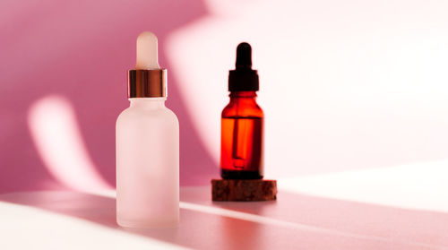 Close-up of bottles on table