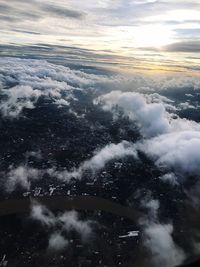 Aerial view of clouds in sky during winter