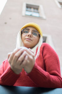 Portrait of a young woman in winter