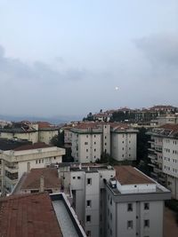 High angle shot of townscape against sky