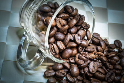 Close-up of coffee beans in jar