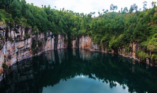 Scenic view of lake against sky