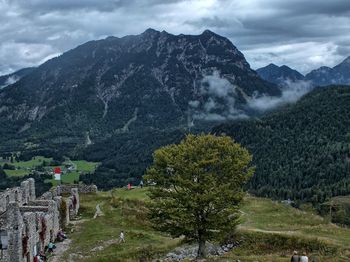 Scenic view of mountains against sky