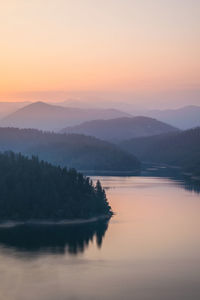 Scenic view of lake during sunset