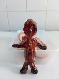 High angle view of bread on table at home