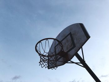 Low angle view of basketball hoop against sky