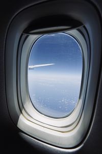 View of sky seen through airplane window